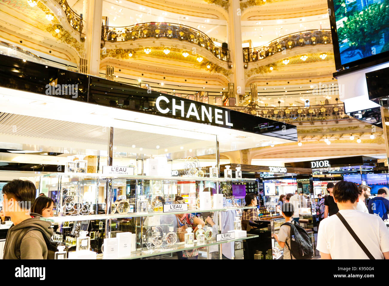 Galerie Lafayette, Paris, France in store makeup and skincare shopping