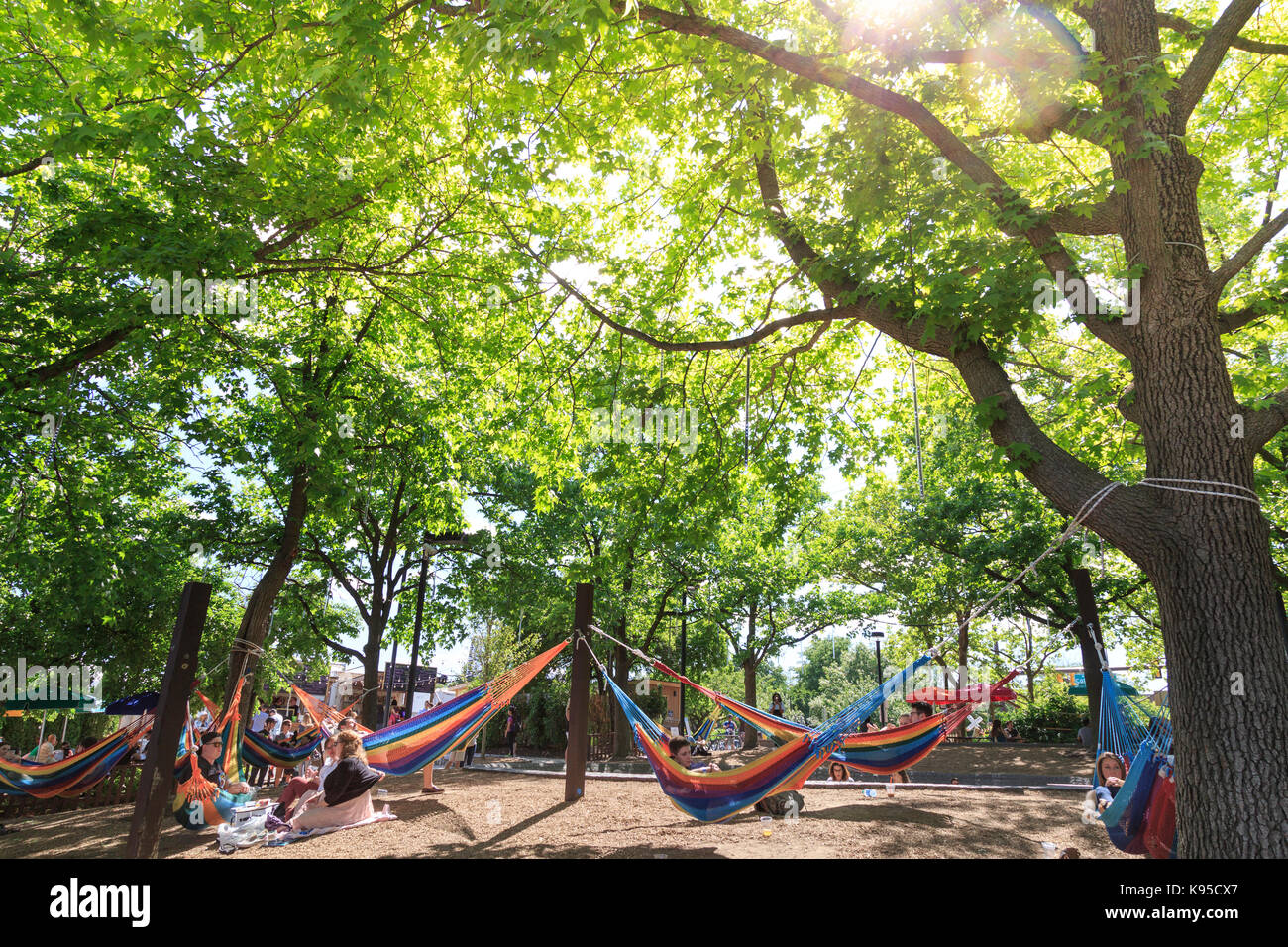 Hammock Grove at Spruce Harbor Park, Penns Landing, Philadelphia, USA Stock Photo