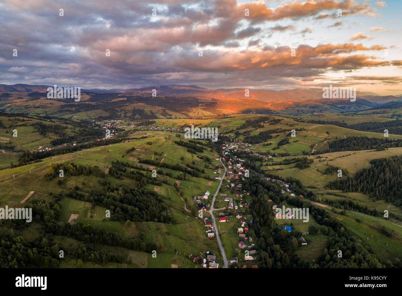 Aerial view of the village in the Carpathian mountains Stock Photo - Alamy