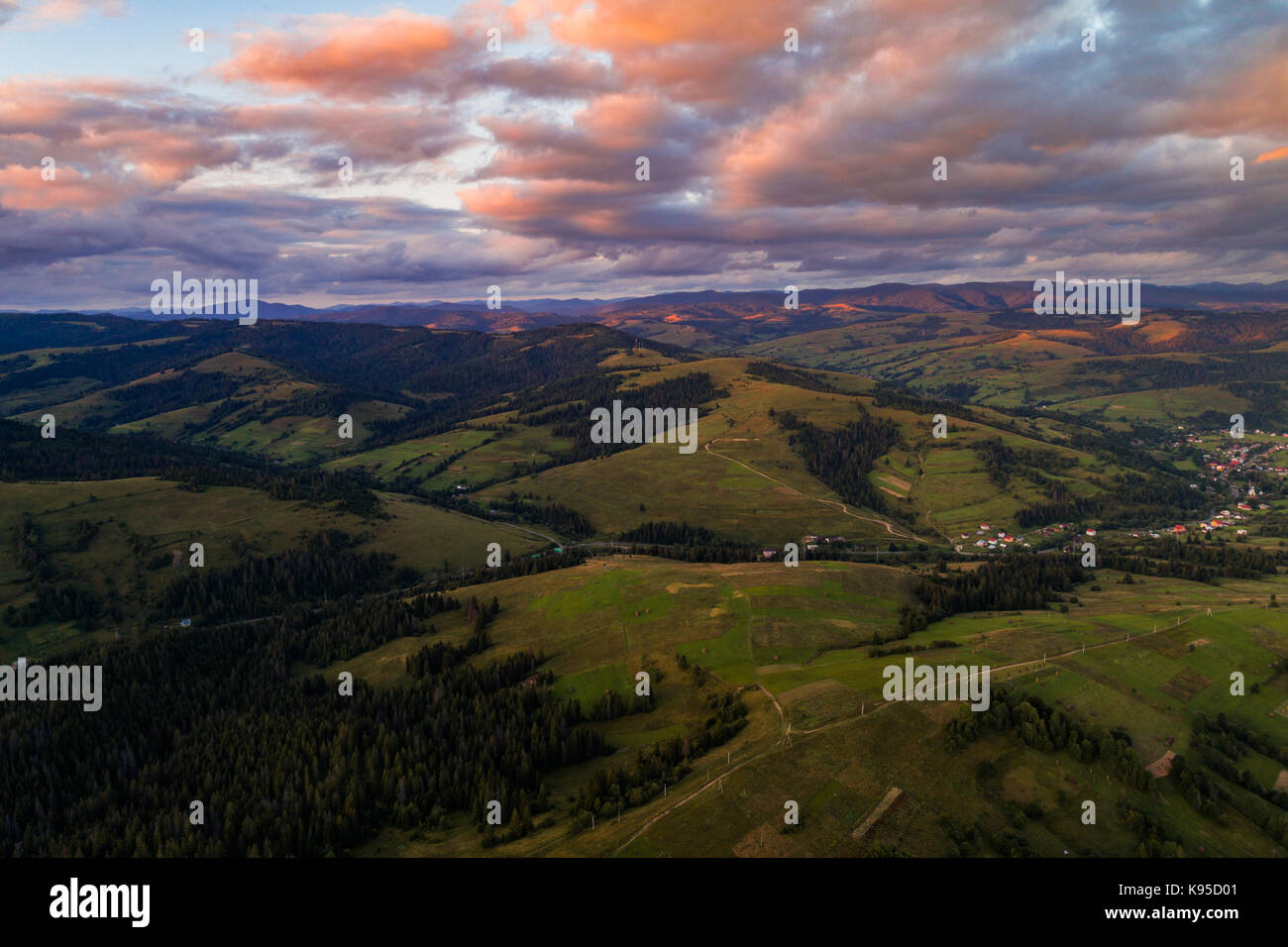 Aerial view of the village in the Carpathian mountains Stock Photo - Alamy