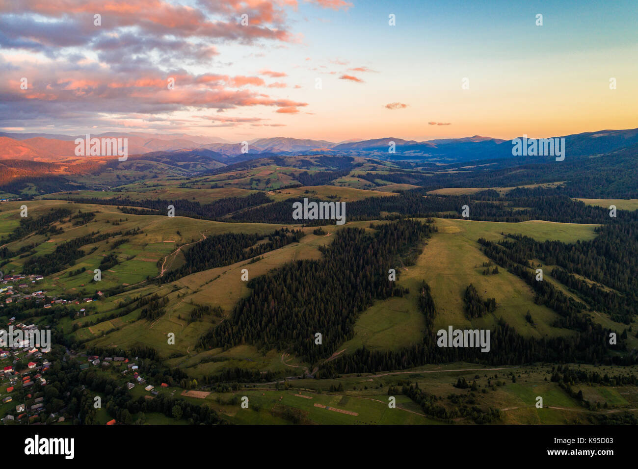 Aerial view of the village in the Carpathian mountains Stock Photo - Alamy