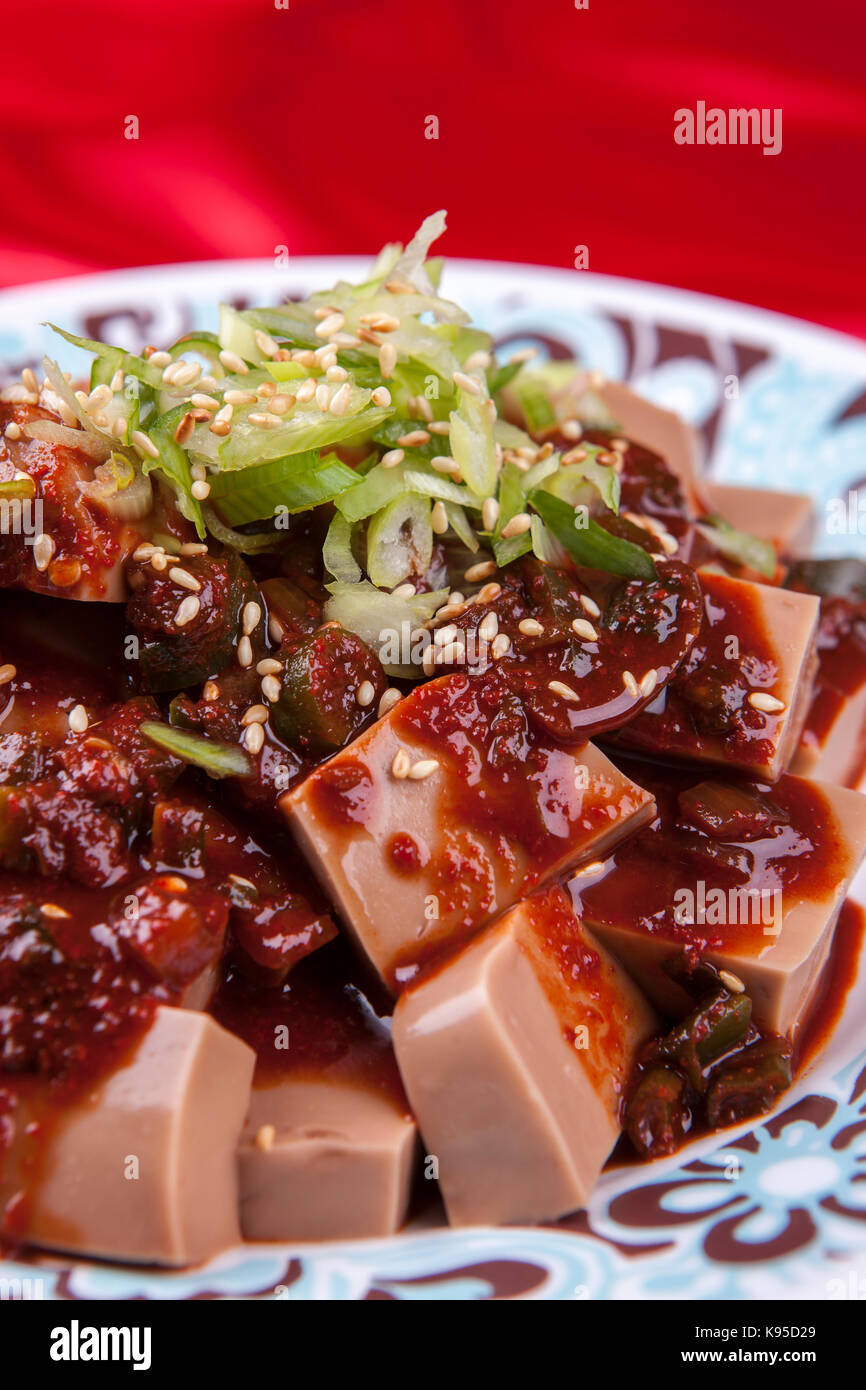 A close up image of a Korean side dish called Dotorimuk made from