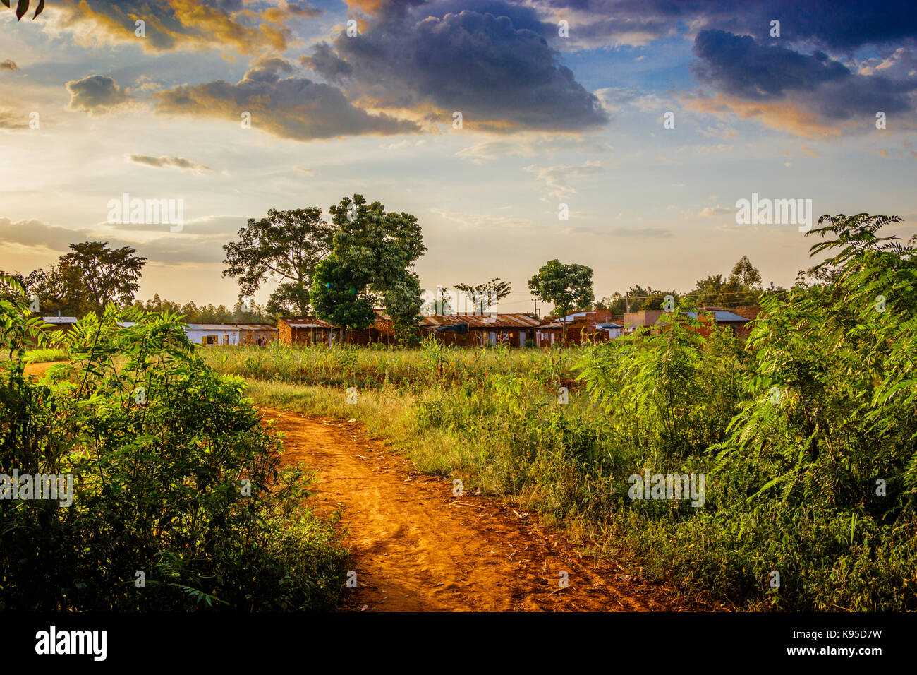 A standard village in Uganda Stock Photo