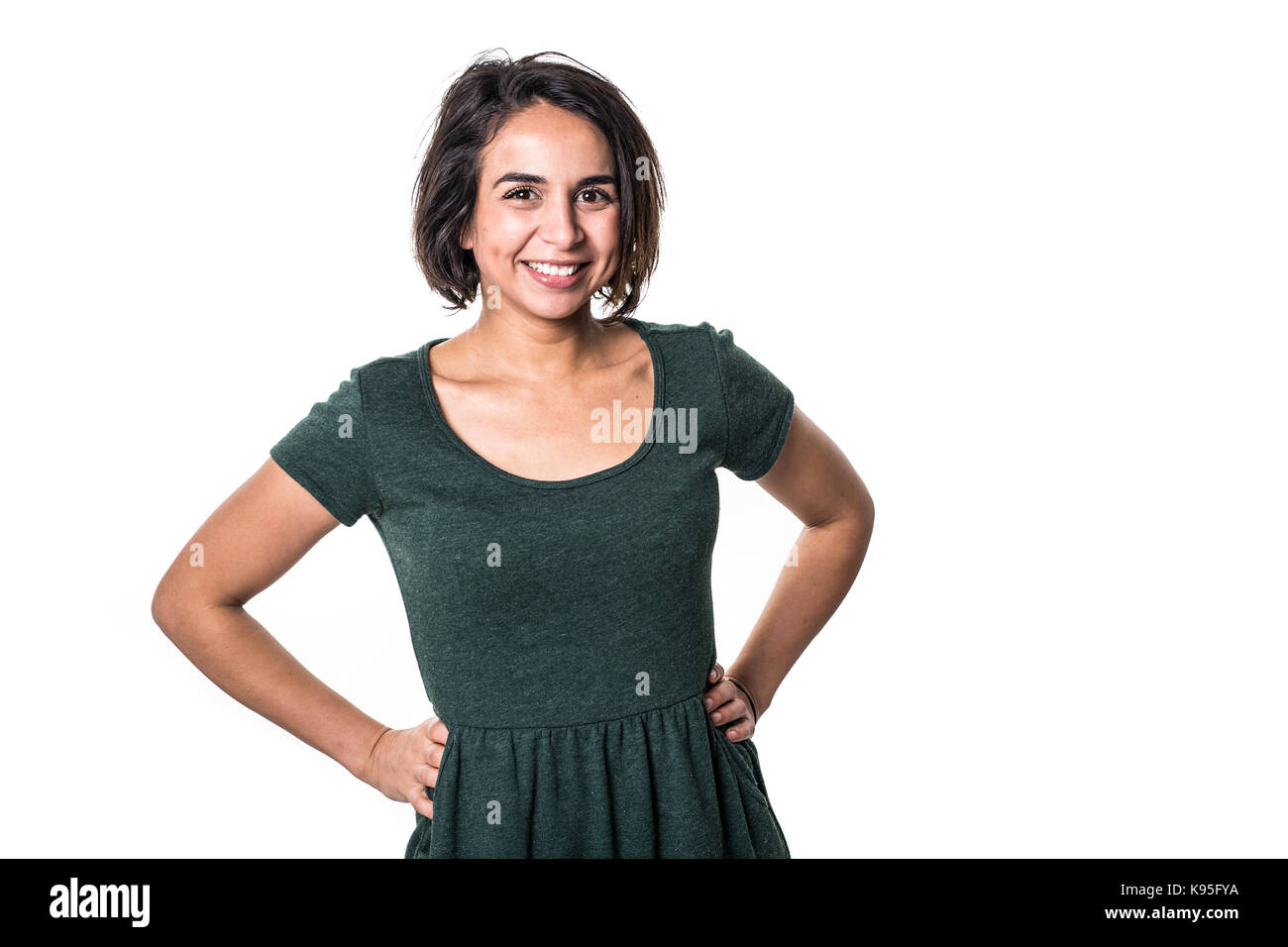 bright brunette girl isolated on a white background Stock Photo - Alamy