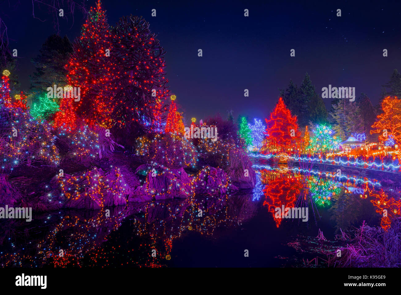 Festival of Lights, VanDusen Botanical Garden, Vancouver, British Columbia, Canada Stock Photo