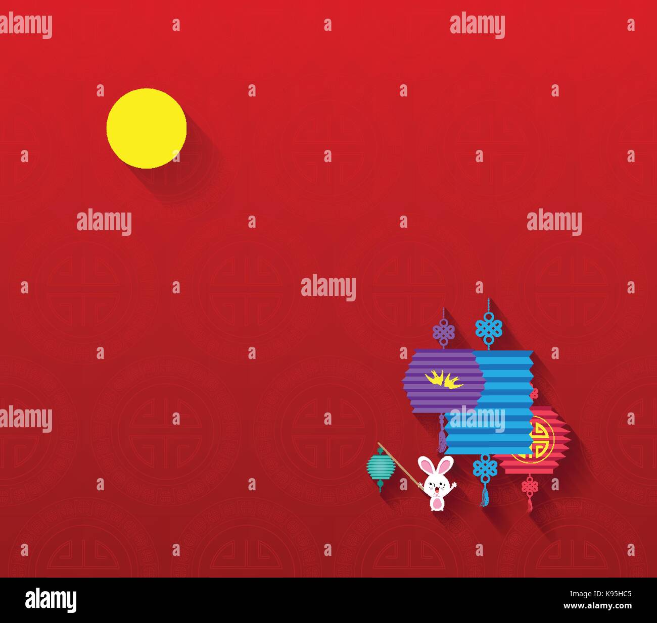 Mid Autumn Festival Background With Lantern And Full Moon Stock Vector Image Art Alamy