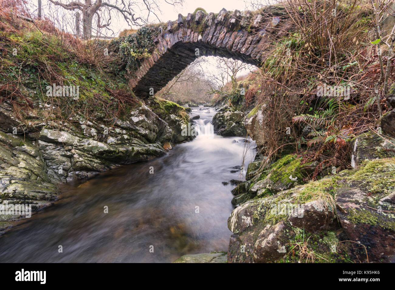 Monk's Bridge on the River Calder in West Cumbria. This is reputably