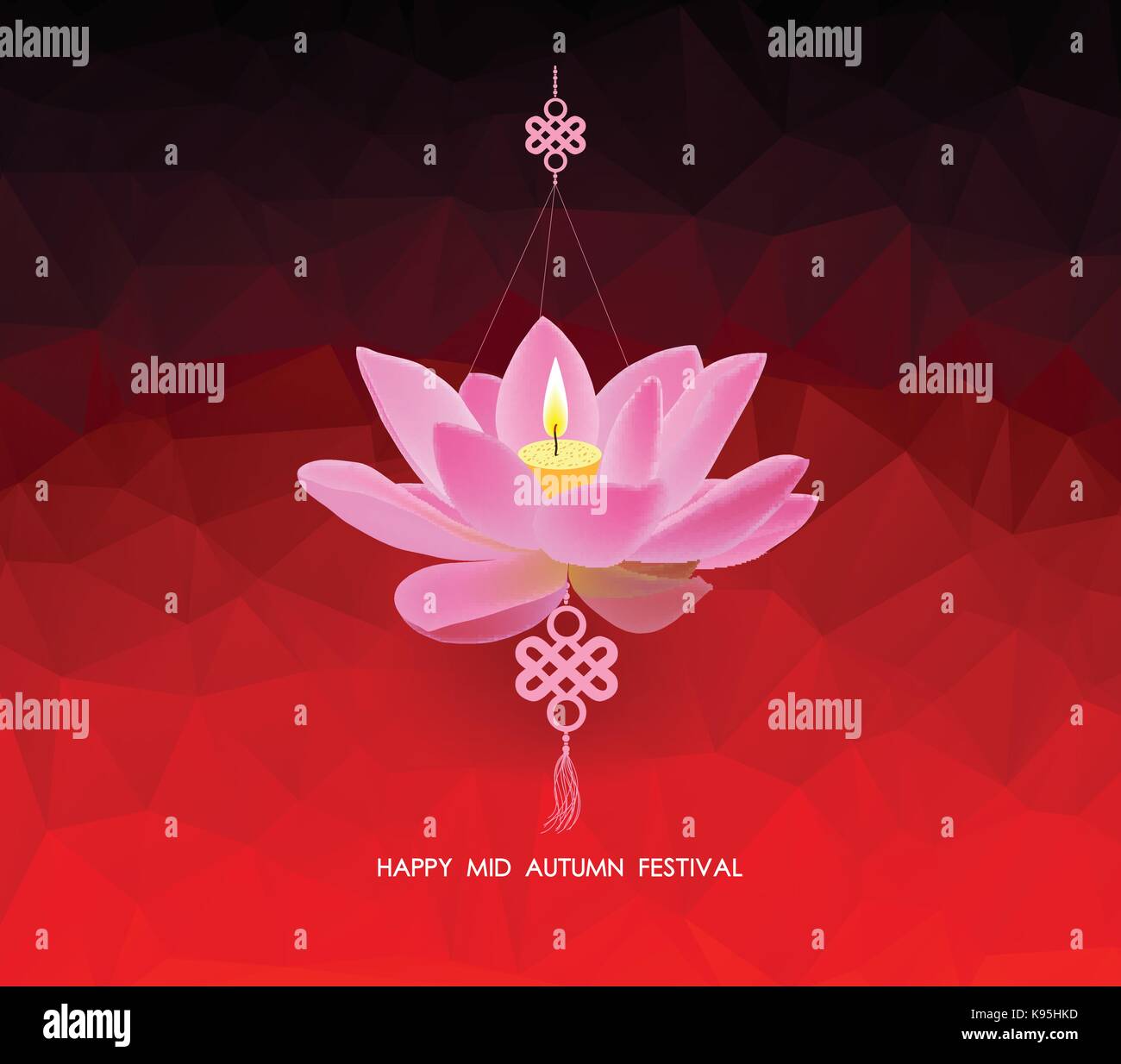 Chinese mid autumn festival geometrical background. Lotus lantern Stock ...