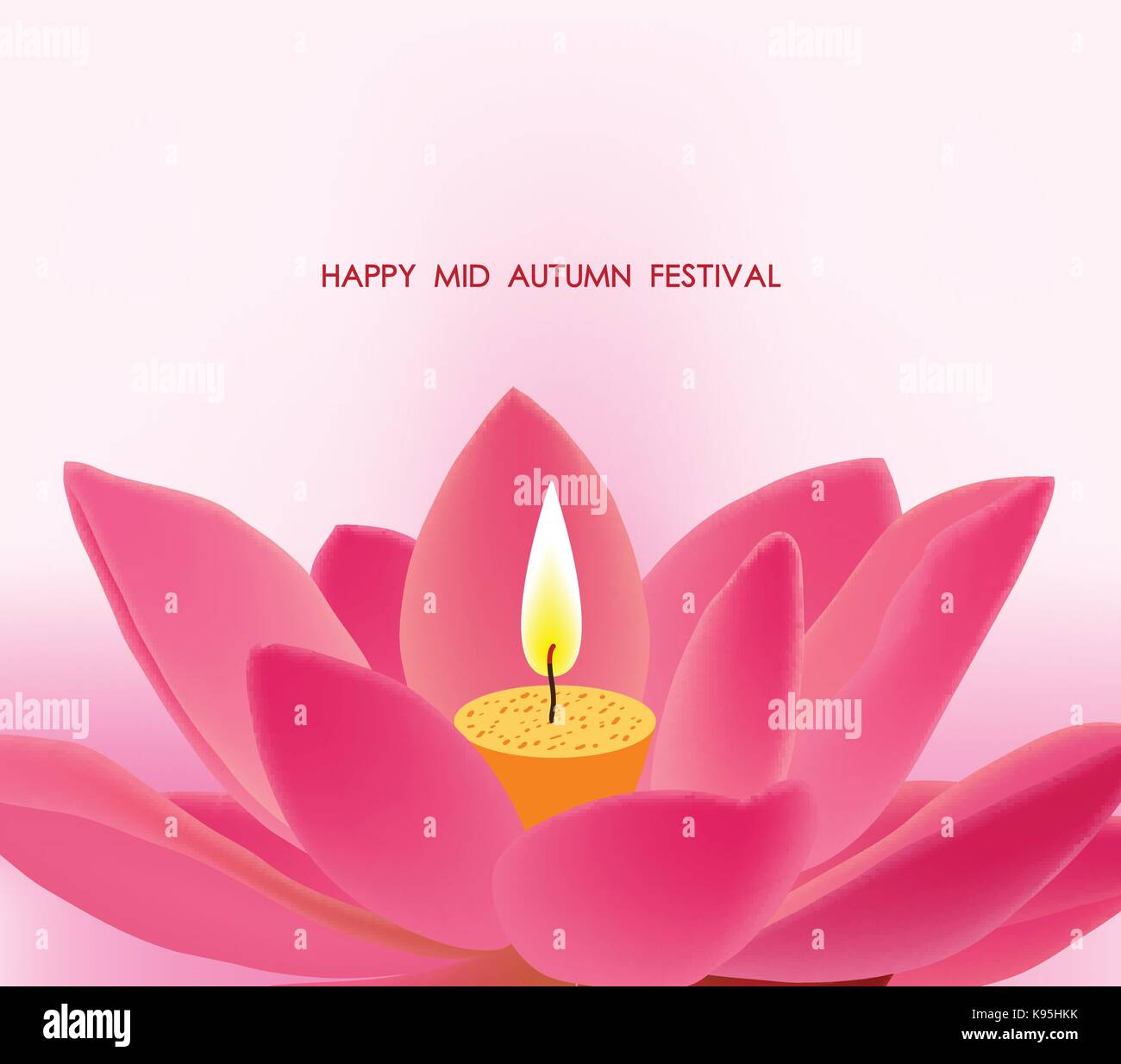 Chinese mid autumn festival background. Lotus lantern Stock Vector