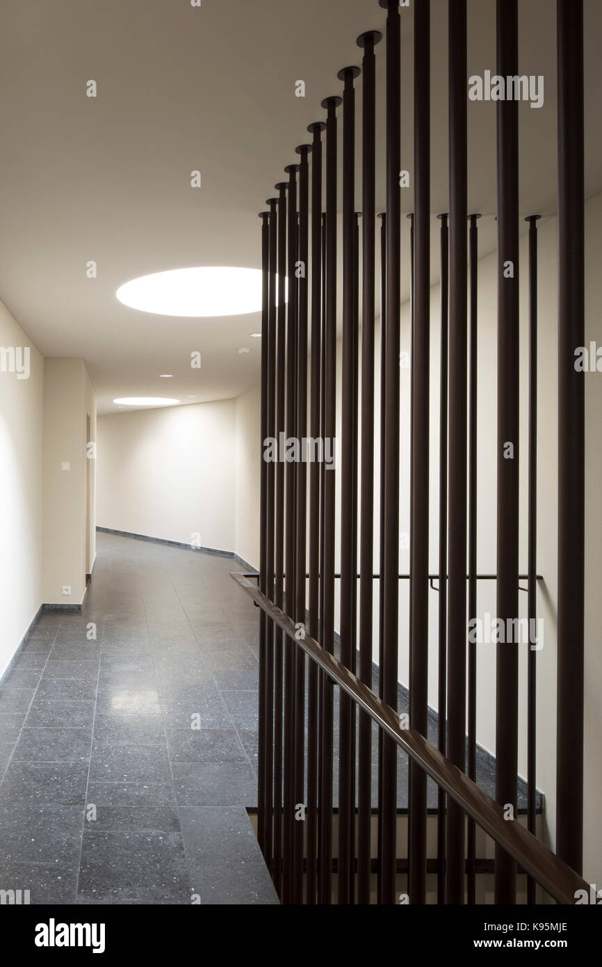 Stairwell corridor. Housing estate Malters, Malters, Switzerland. Architect: Diener & Diener, 2016. Stock Photo
