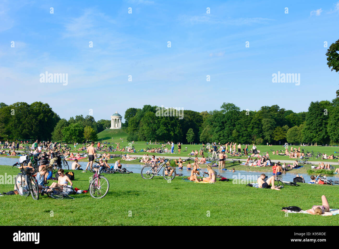 Englischer Garten (English Garden), view to Monopteros, stream