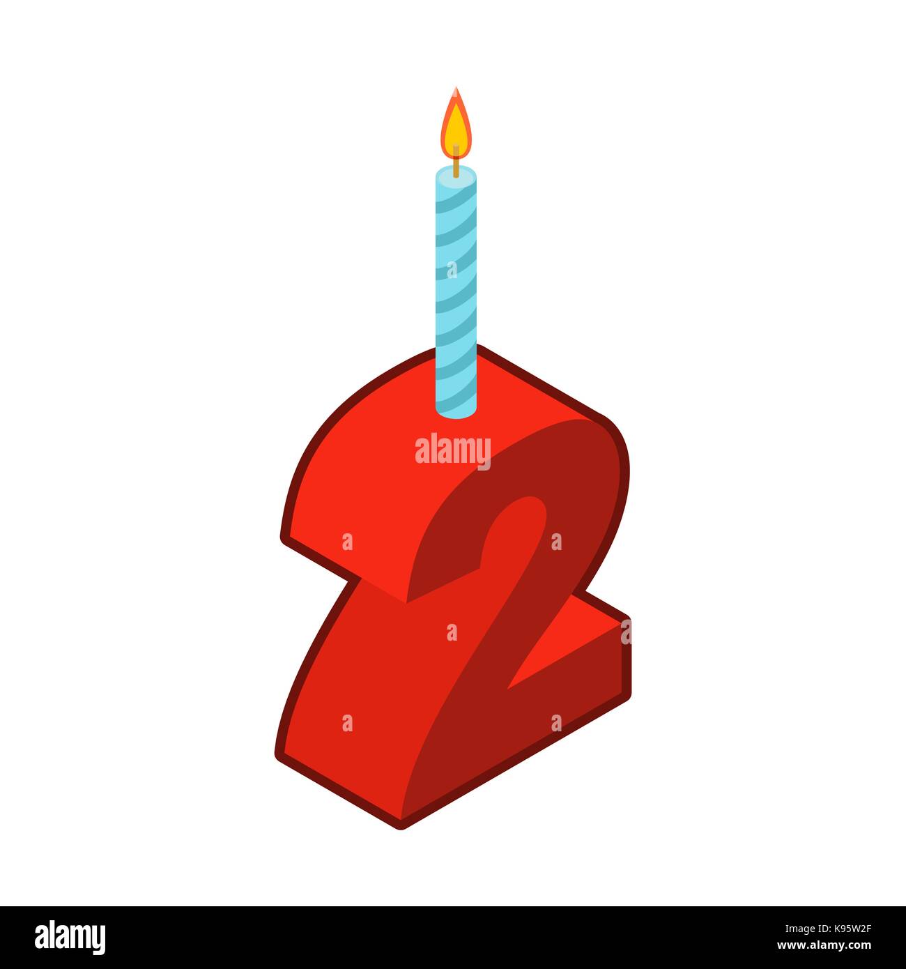 2 number and Candles for birthday. two figure for holiday cartoon style. Vector illustration Stock Vector