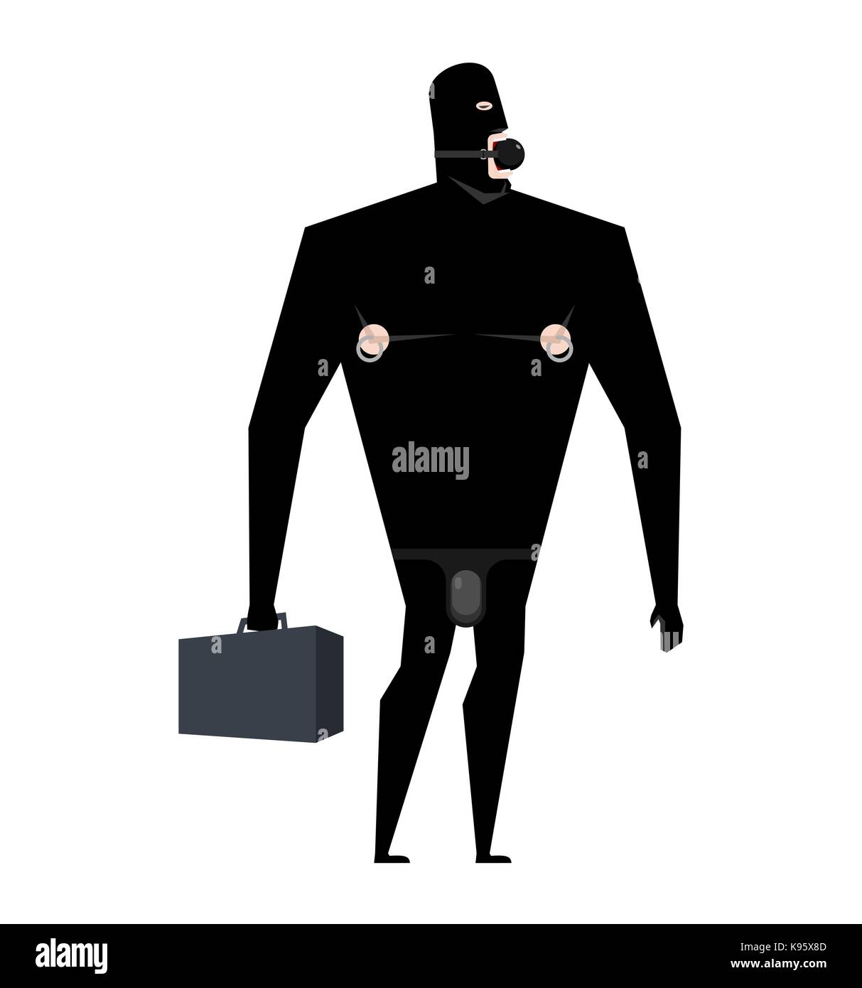 Businessman BDSM slave. Boss Leather bandage. Sexy games for adults.  Subordination and domination. Gag sex toys. Vector illustration Stock  Vector Image & Art - Alamy