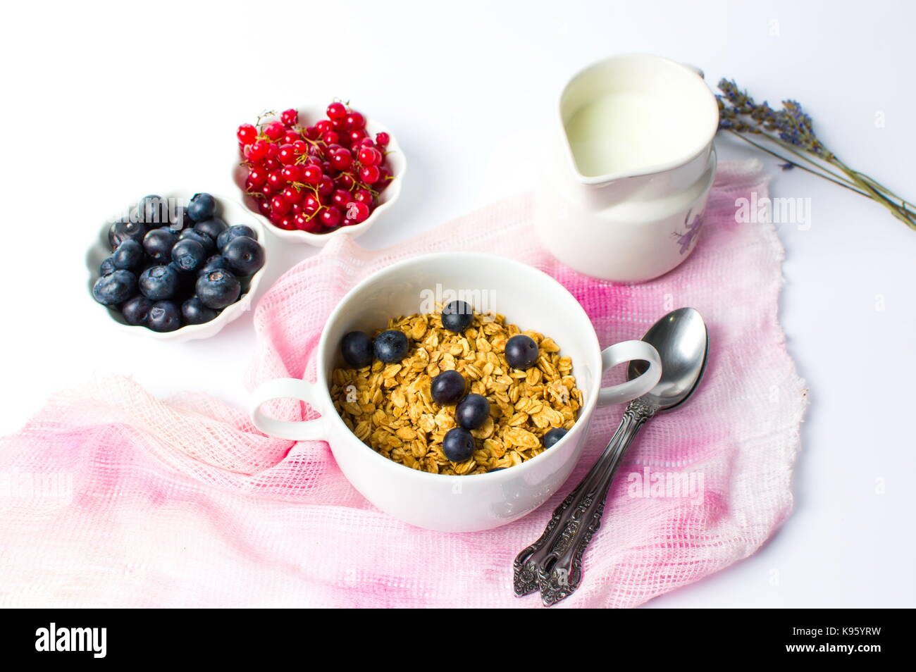 Granola muesli with berry fruit for a healthy breakfast Stock Photo Alamy