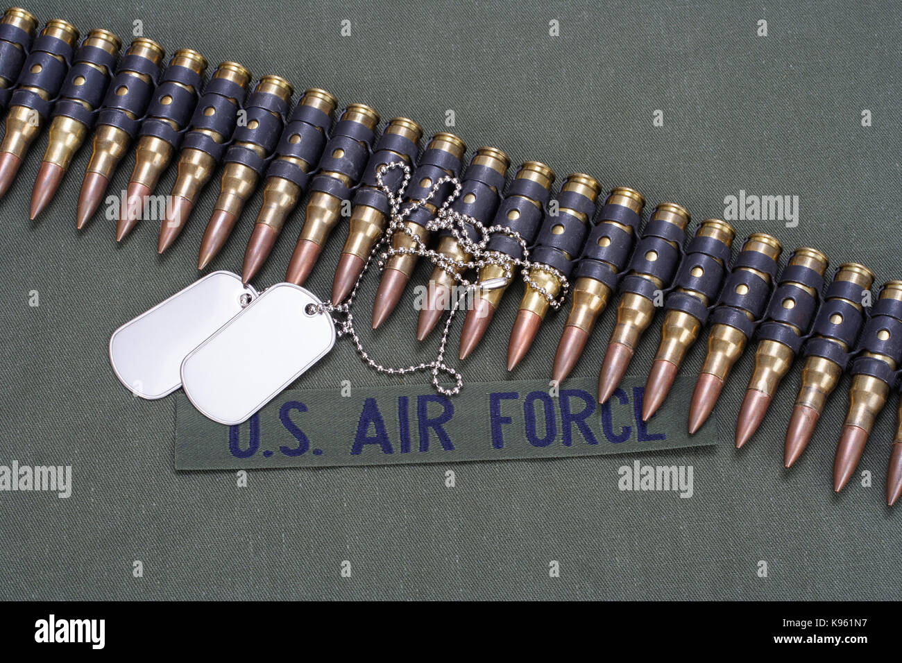 ammunition belt on US AIR FORCE uniform background Stock Photo - Alamy