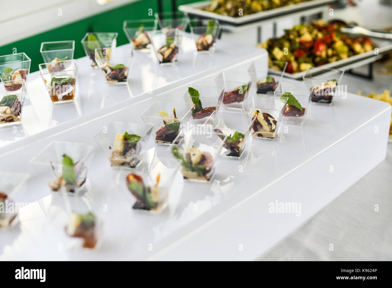 buffet table, Canape, sandwiches, snacks, holiday table, sliced, glasses,  celebration, new year, christmas, fourchette, catering, table setting,  restaurant Stock Photo - Alamy