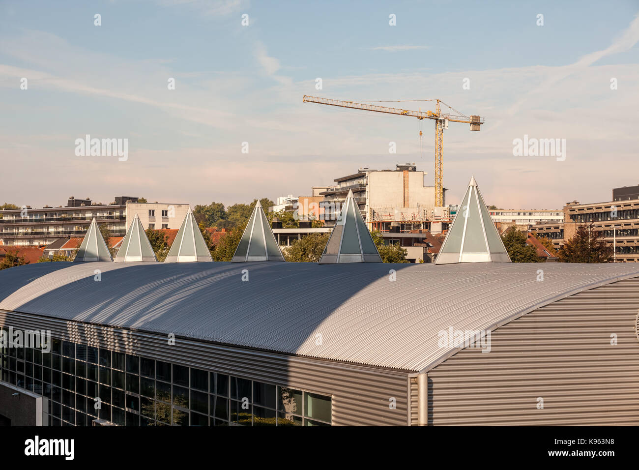 Plastic Dome in a row on a metal roof Stock Photo