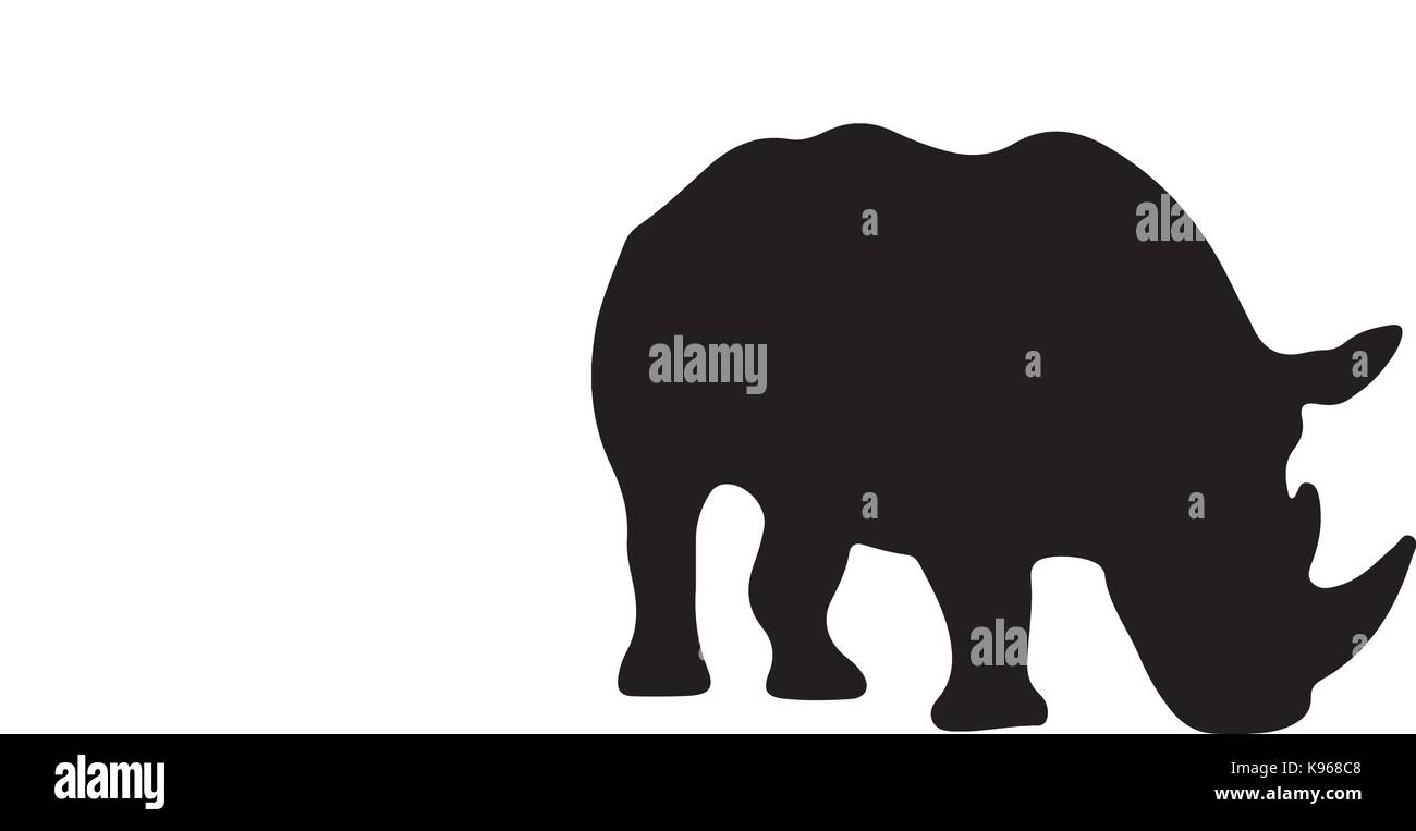 black and white vector silhouette of a rhino Stock Vector