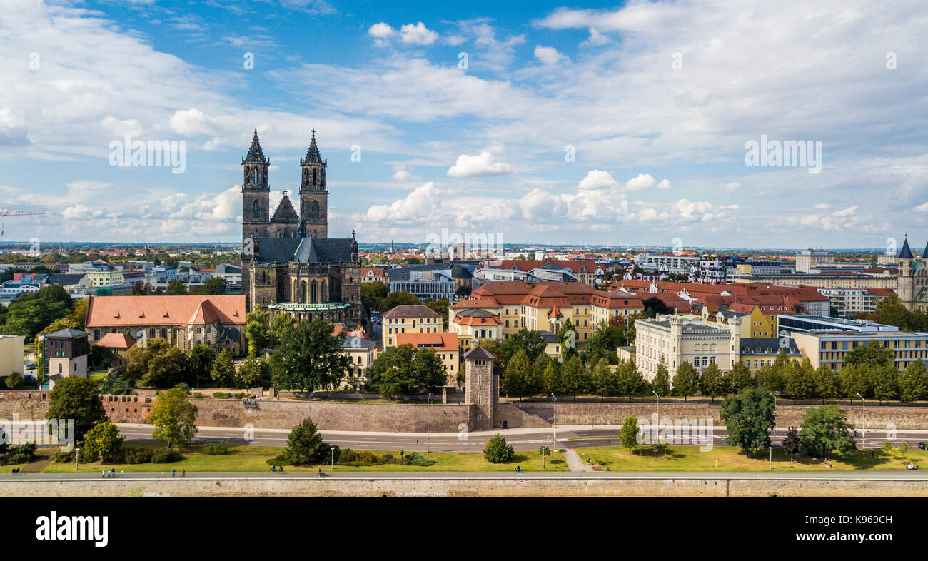 Aerial view of Magdeburg Stock Photo