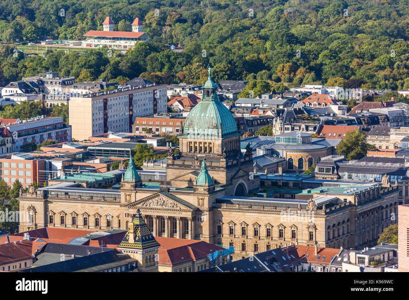 Aerial view of Federal Administrative Court in Leipzig Stock Photo