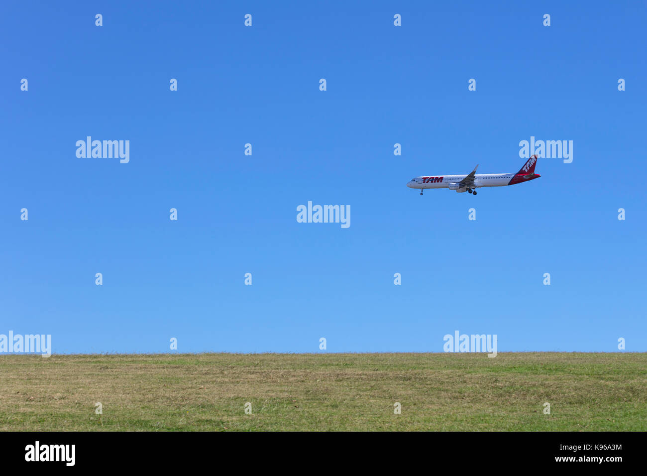 Tam airplane ready for landing. Buenos Aires, Argentina. Stock Photo