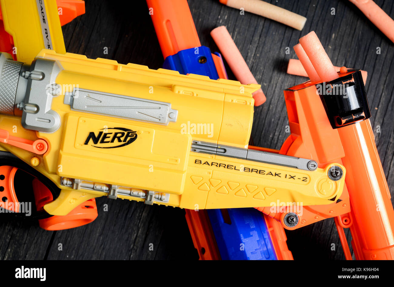 Nerf Dart Gun and Foam Bullets Stock Photo