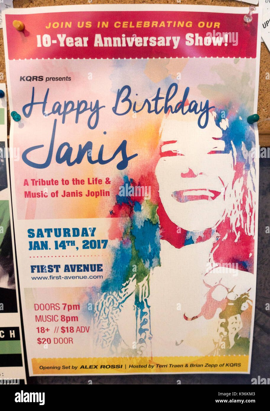 Poster inviting Janis Joplin fans to a birthday celebration at the ...