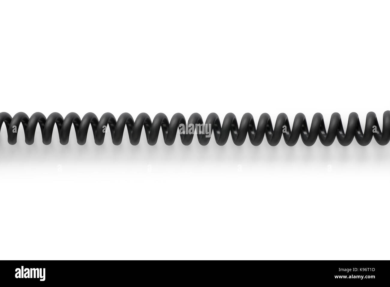Black spiral cable. Isolated on white Stock Photo