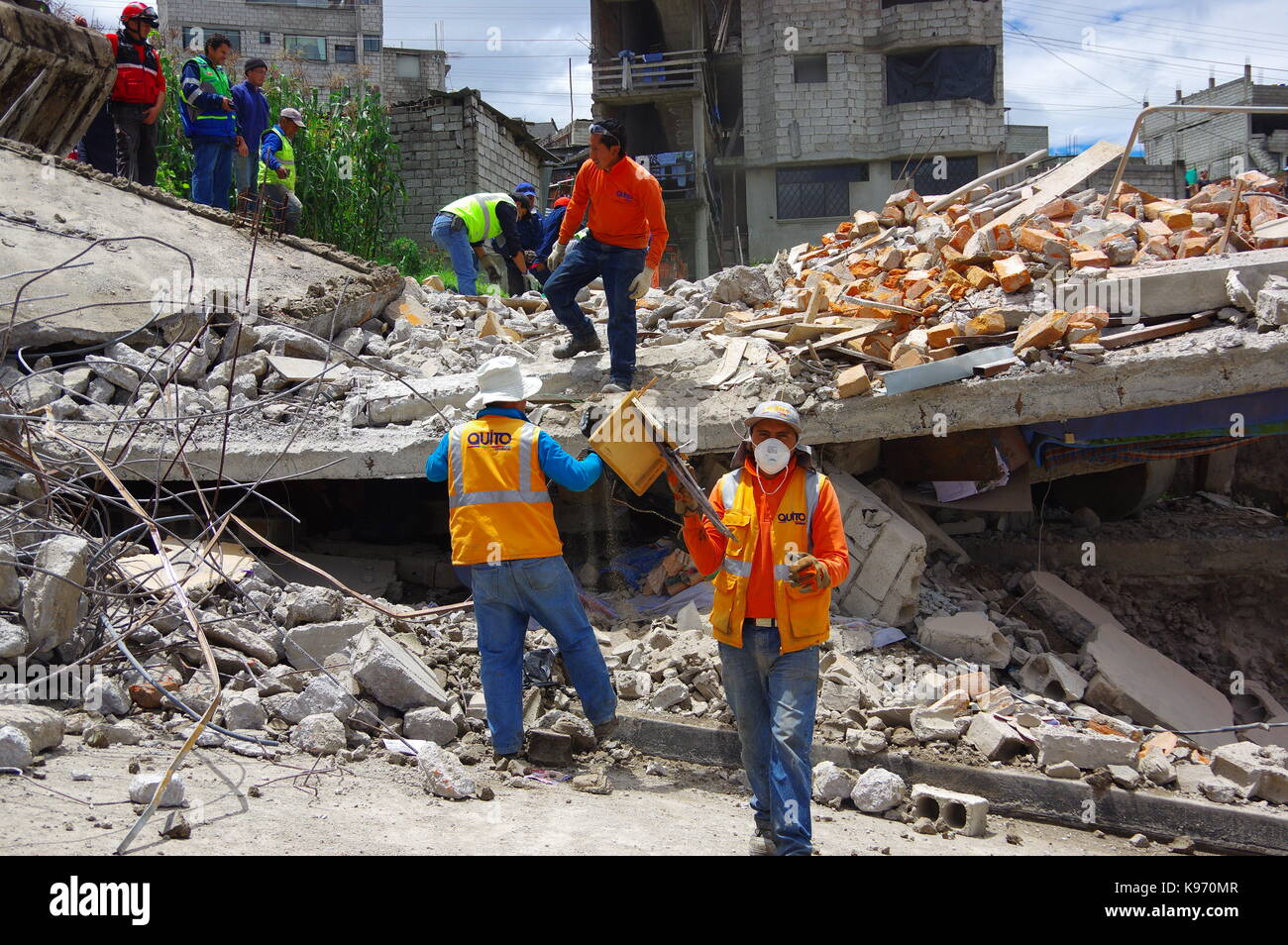 Quito, Ecuador April,17, 2016 House destroyed by Earthquake with
