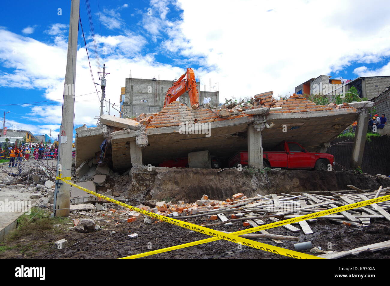 Quito, Ecuador April,17, 2016 House destroyed by Earthquake with