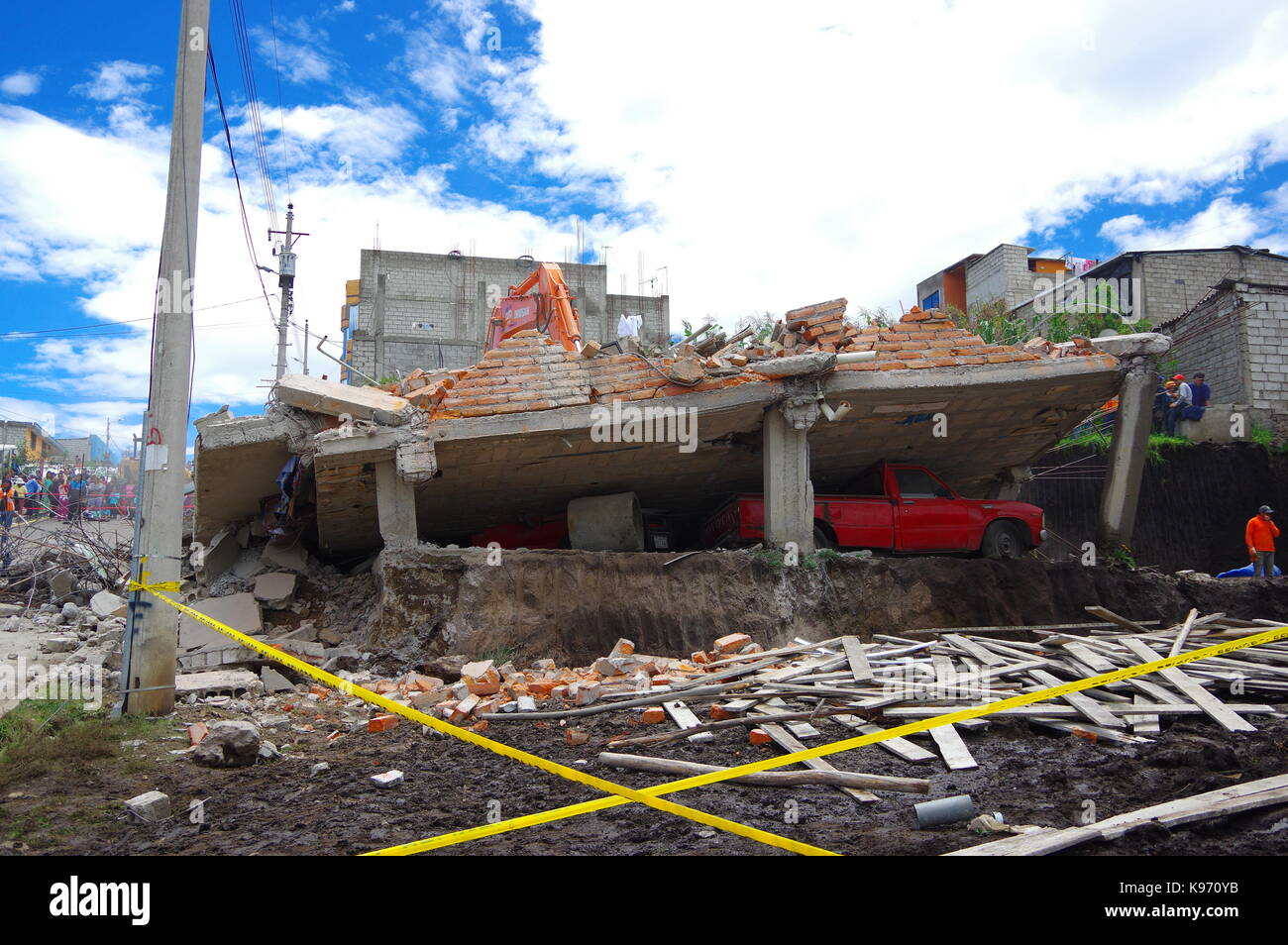 Quito, Ecuador April,17, 2016 House destroyed by Earthquake with