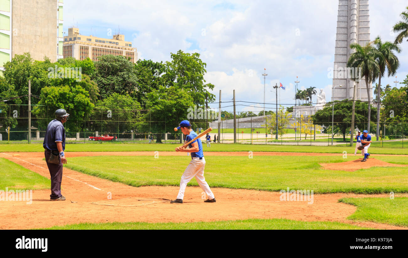 Players from Cuban baseball league team Havana Industriales during