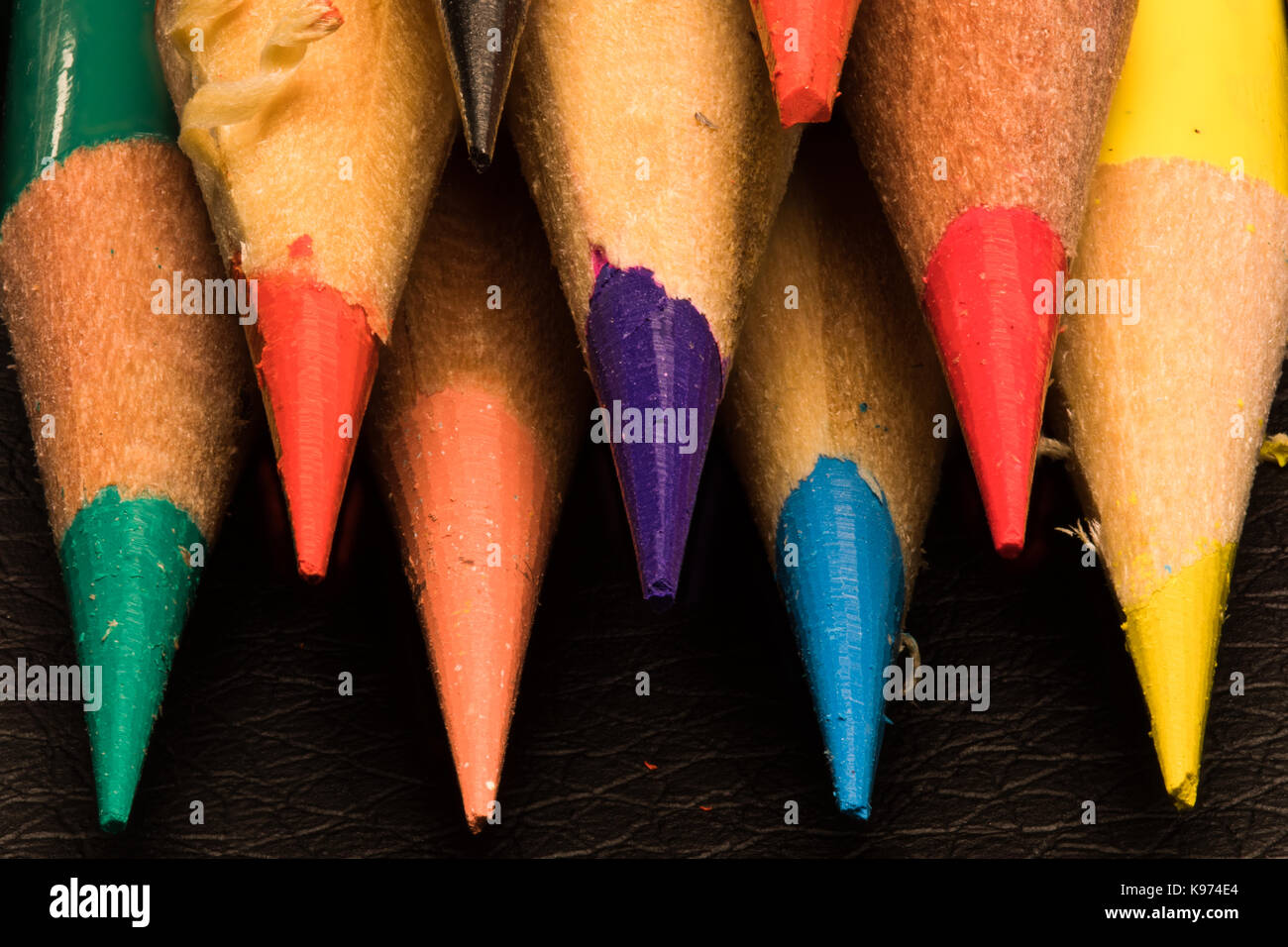 Up-close colored pencils Stock Photo - Alamy