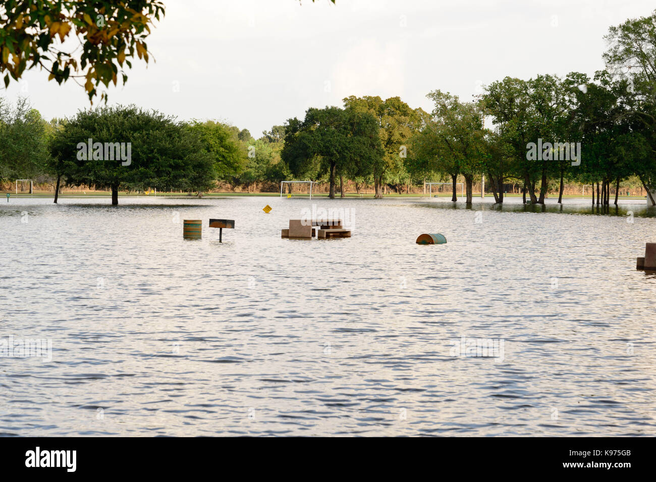 post-Harvey standing hurricane flood waters in Addick's Reservoir ...