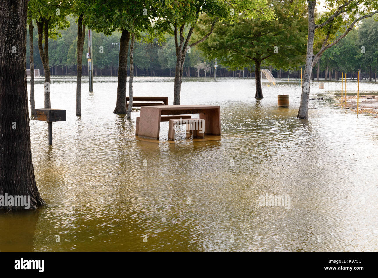 post-Harvey standing hurricane flood waters in Addick's Reservoir ...
