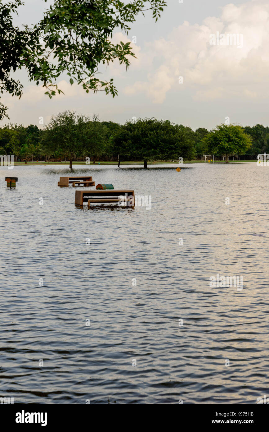 post-Harvey standing hurricane flood waters in Addick's Reservoir ...