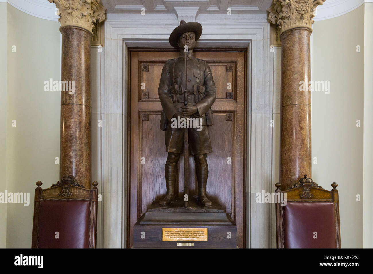 Bronze statue of Gurkha Soldier at the entrance to the British Foreign Office in Westminster, London, England, UK Stock Photo
