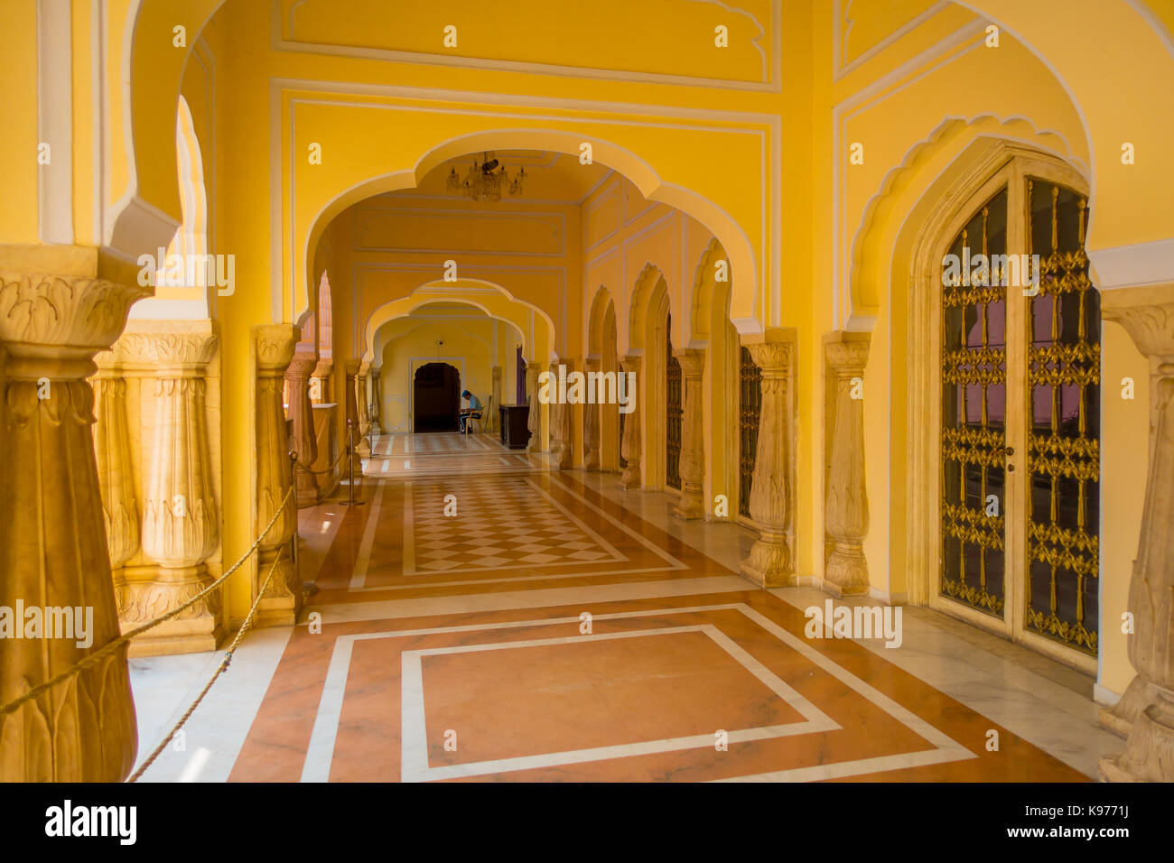 JAIPUR, INDIA - SEPTEMBER 19, 2017: Indoor view of Chandra Mahal museum, City Palace in Jaipur Stock Photo