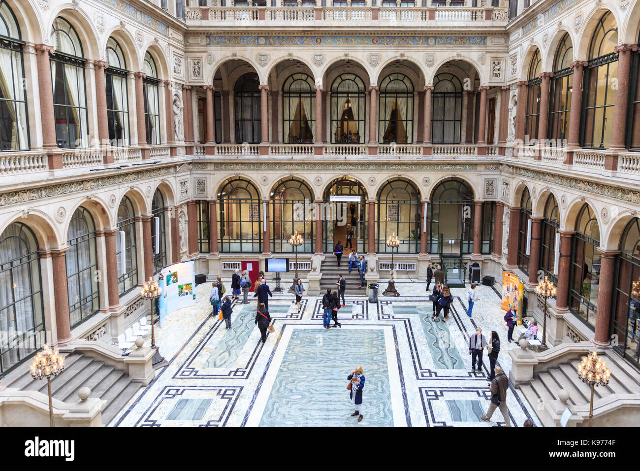 The Durbar Court at the former India Office, British Foreign and Commonwealth Office, Westminster, London, England, UK Stock Photo