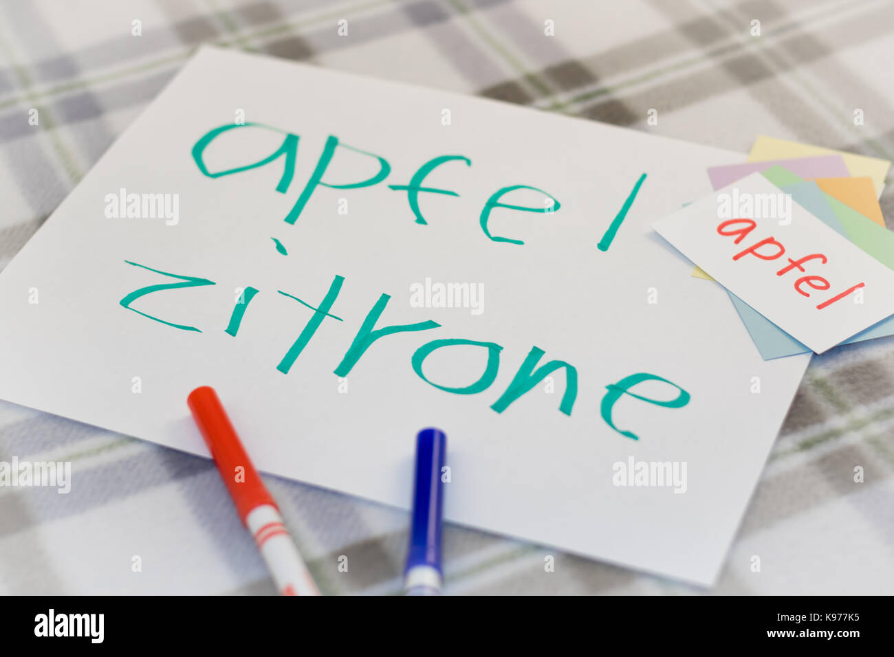 German; Kids Writing Name of the Fruits for Practice (Translation
