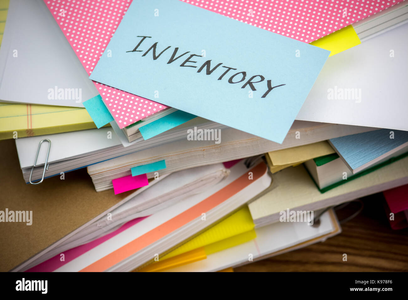 Current Folder Documents Inventory Inventory; The Pile of Business Documents on the Desk Stock Photo - Alamy