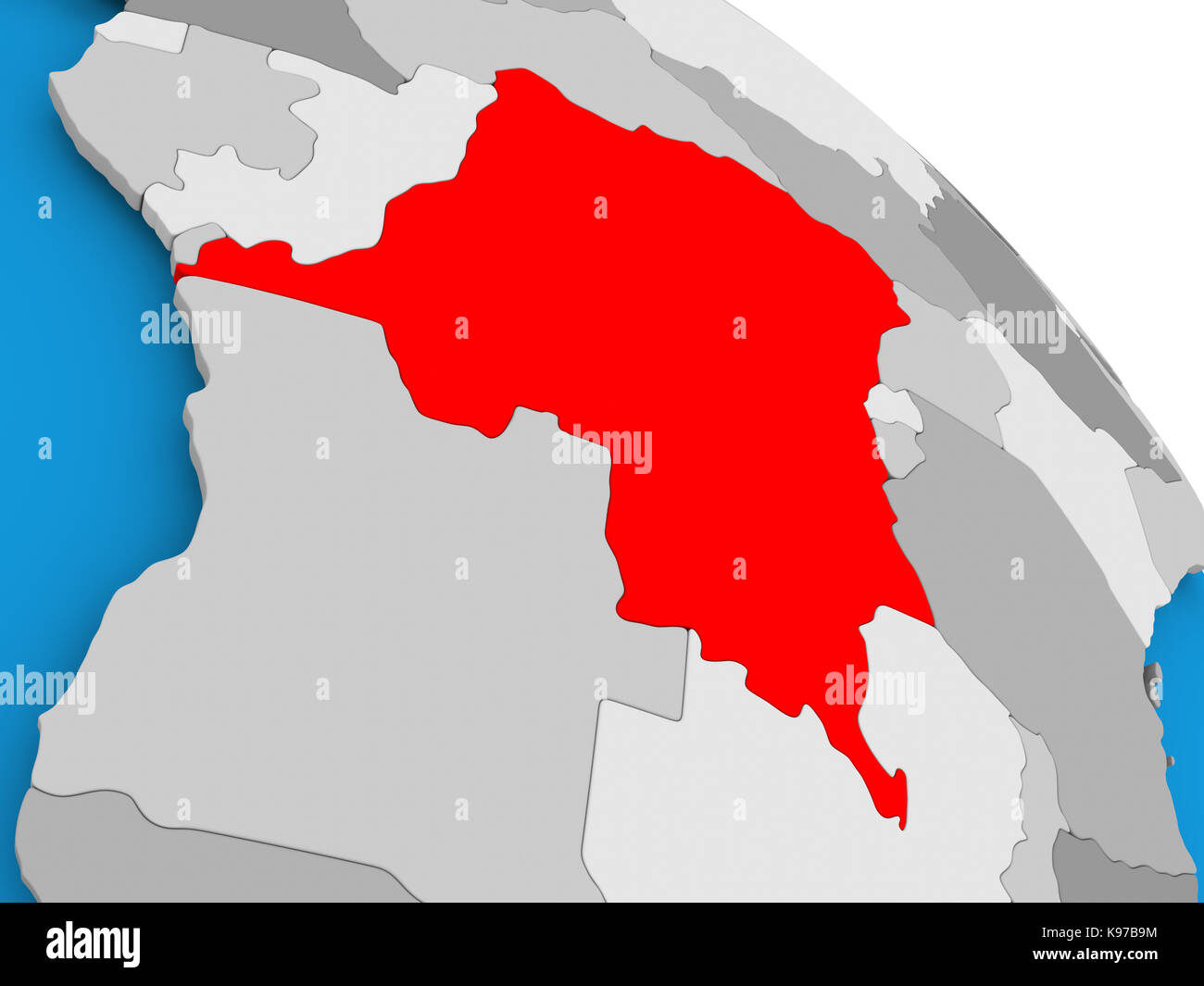 Illustration of Democratic Republic of Congo highlighted in red on ...