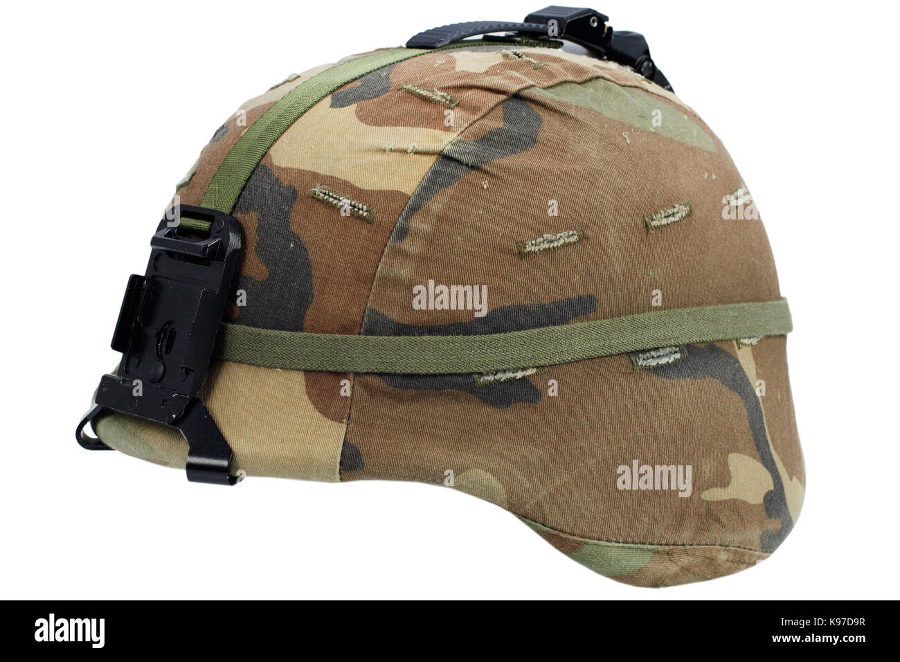 us army kevlar helmet with night vision mount isolated on white Stock