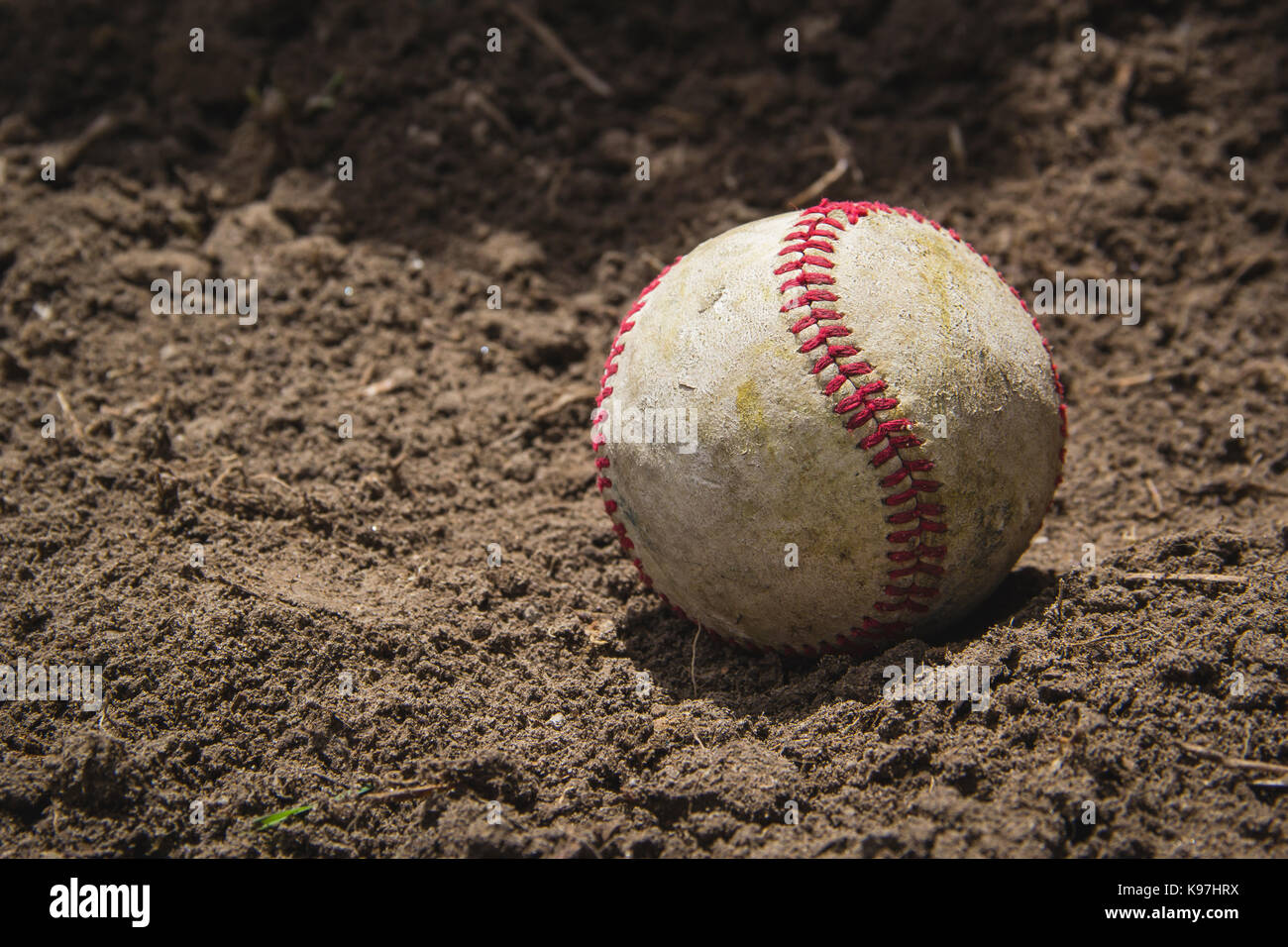 Worn baseball ball Stock Photo