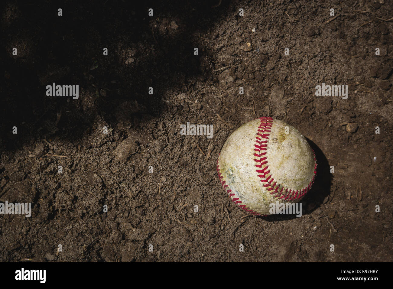 Worn baseball ball Stock Photo