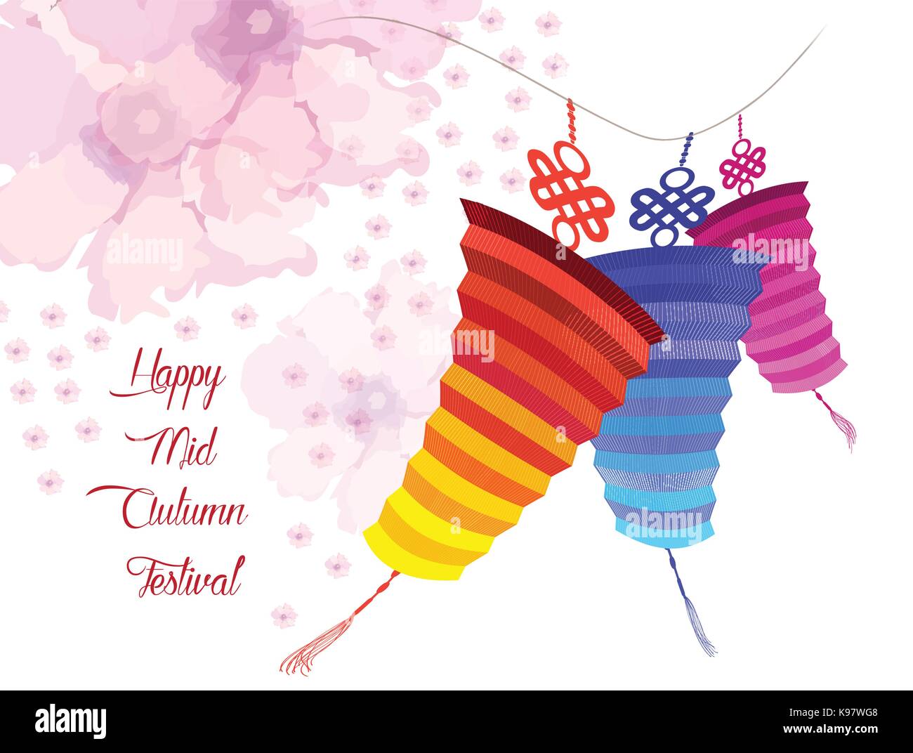 Mid Autumn Festival with lantern and lotus background Stock Vector ...