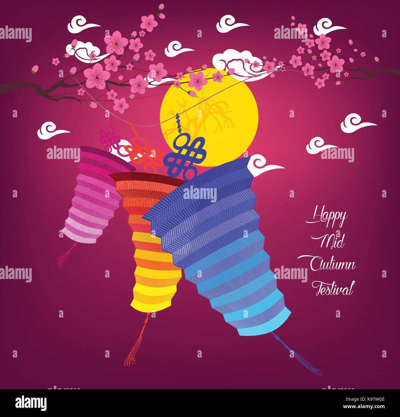 Mid Autumn Festival background with lantern Stock Vector Image & Art ...