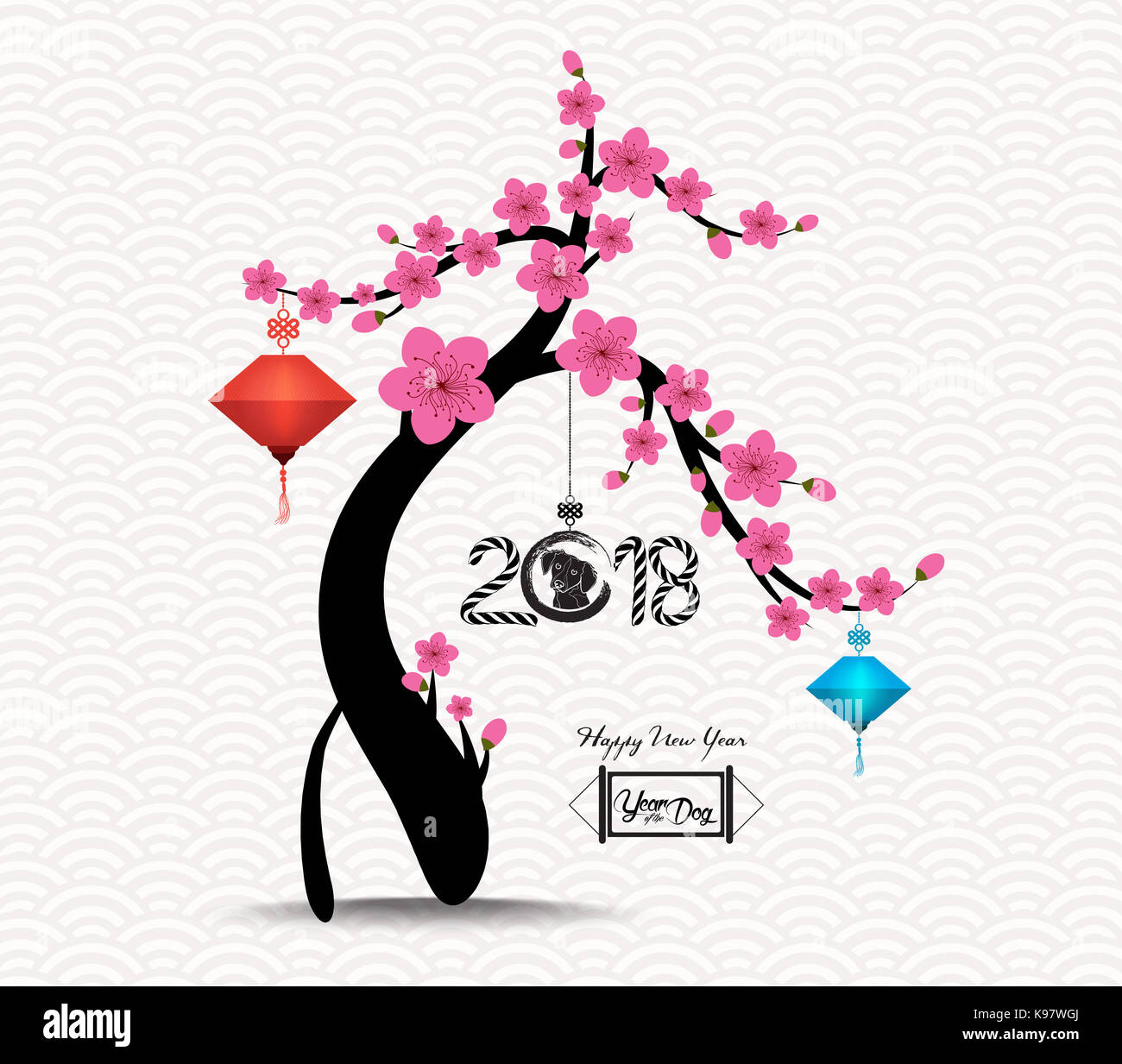 Chinese new year blossom tree 2018 background Stock Photo Alamy