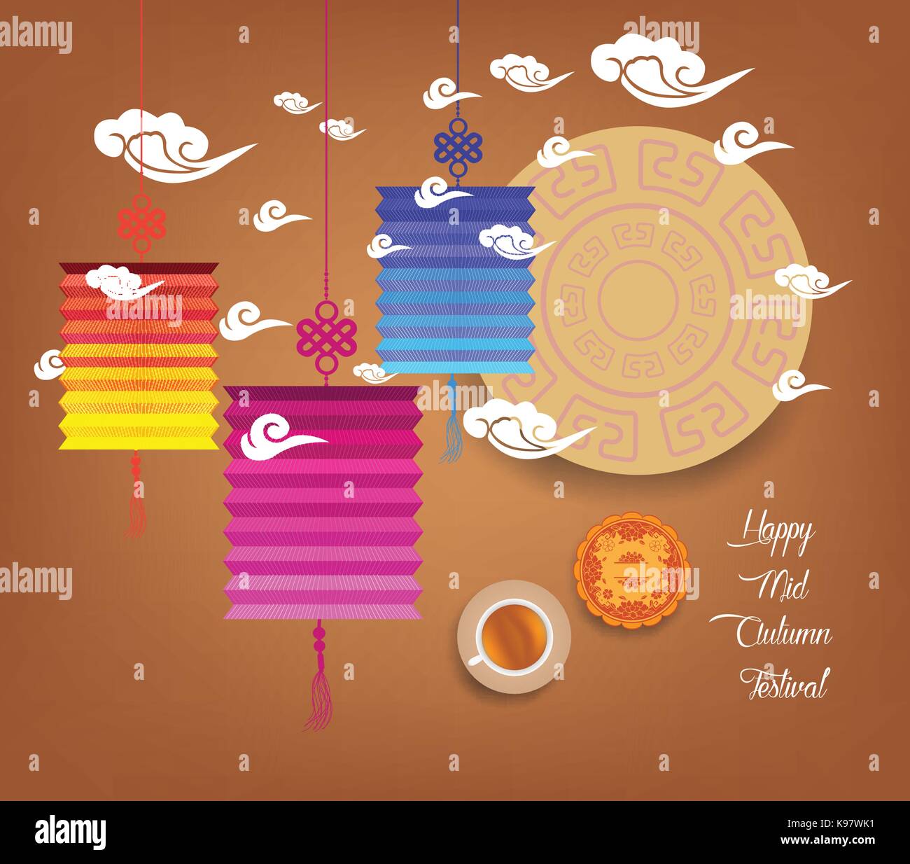 Mid autumn festival with lantern colorful Background Stock Vector Image ...