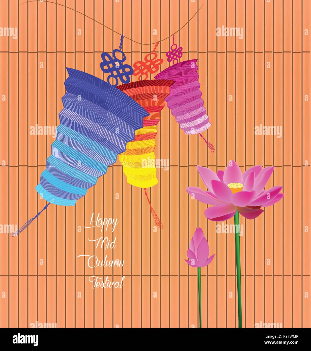 Mid Autumn Lantern Festival background with lotus Stock Vector Image ...